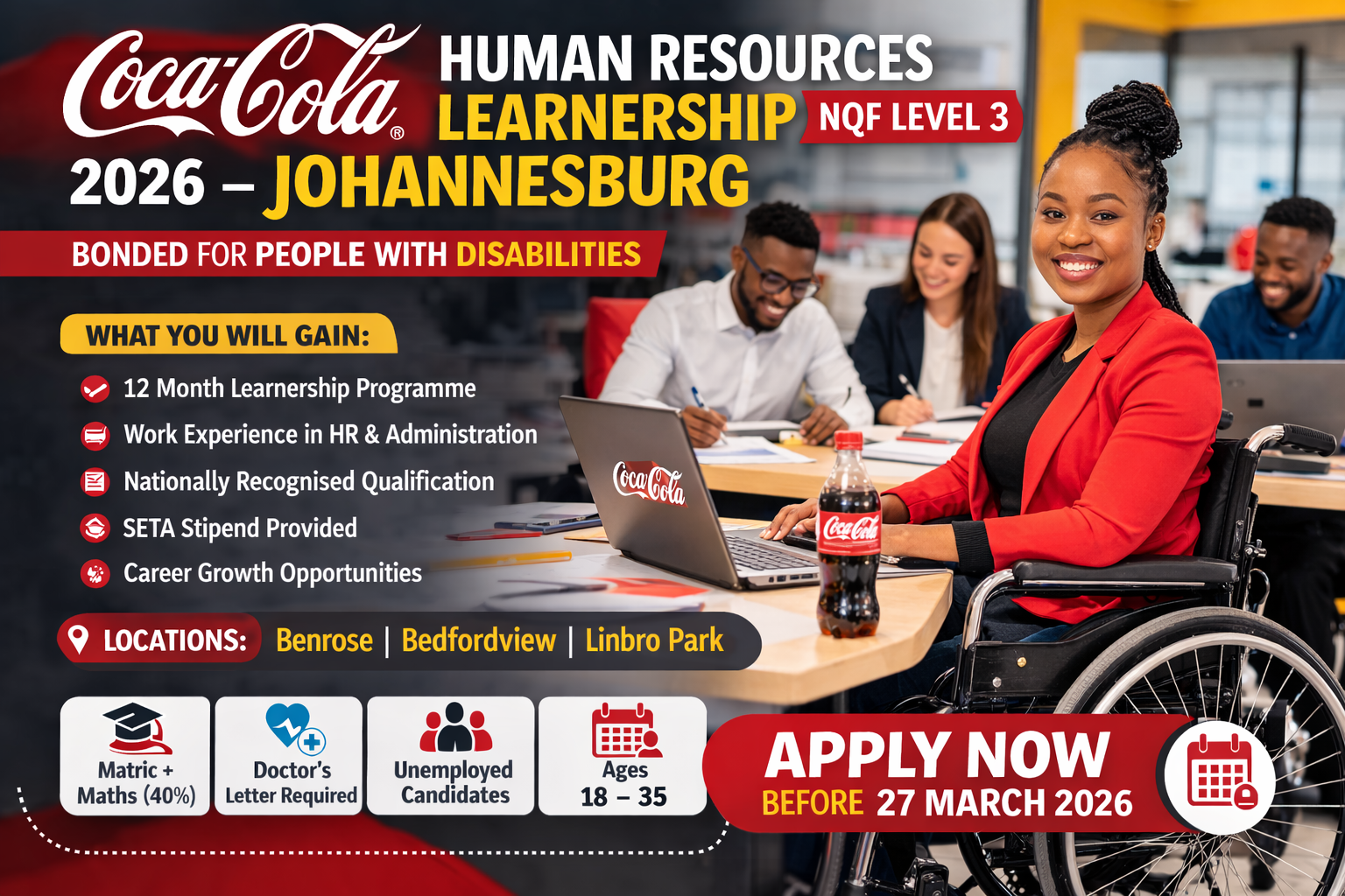 Coca-Cola Human Resources Learnership NQF 3 2026 Johannesburg