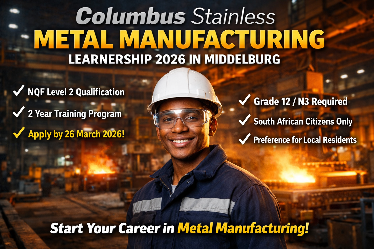 Columbus Stainless Metal Manufacturing Learnership 2026
