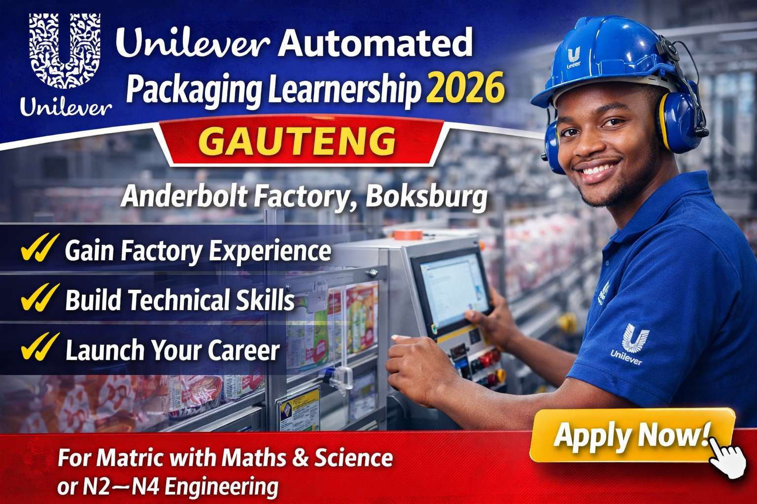 Unilever Automated Packaging Learnership 2026 Gauteng
