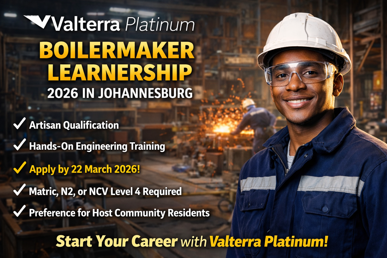Valterra Platinum Boilermaker Learnership 2026