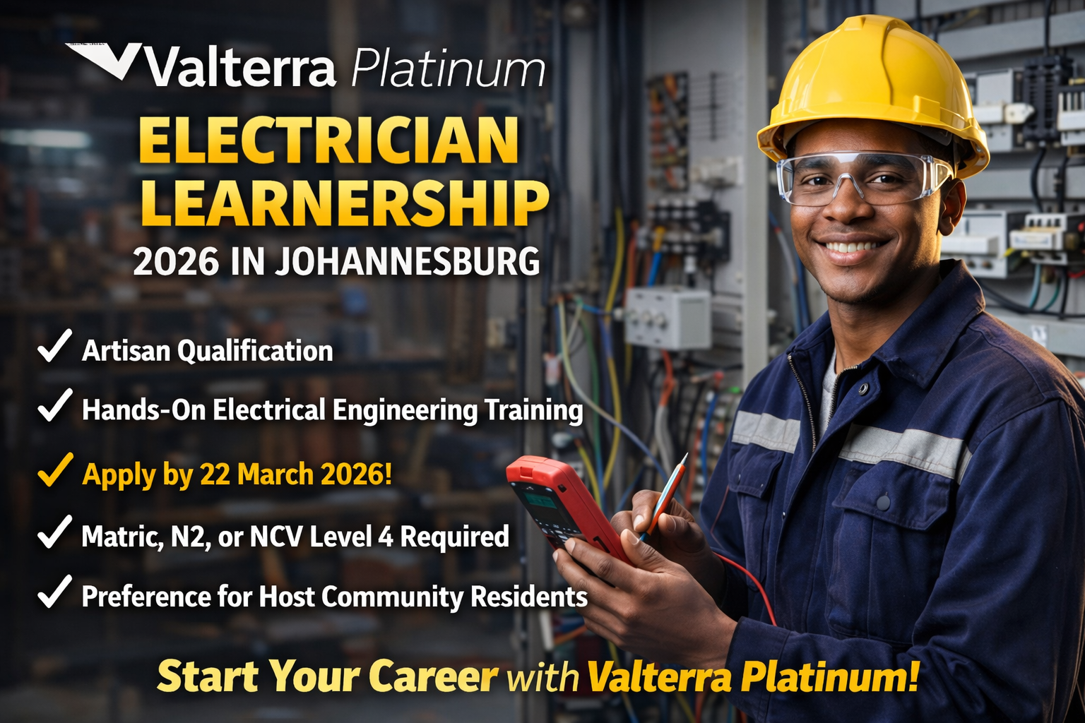 Valterra Platinum Electrician Learnership 2026