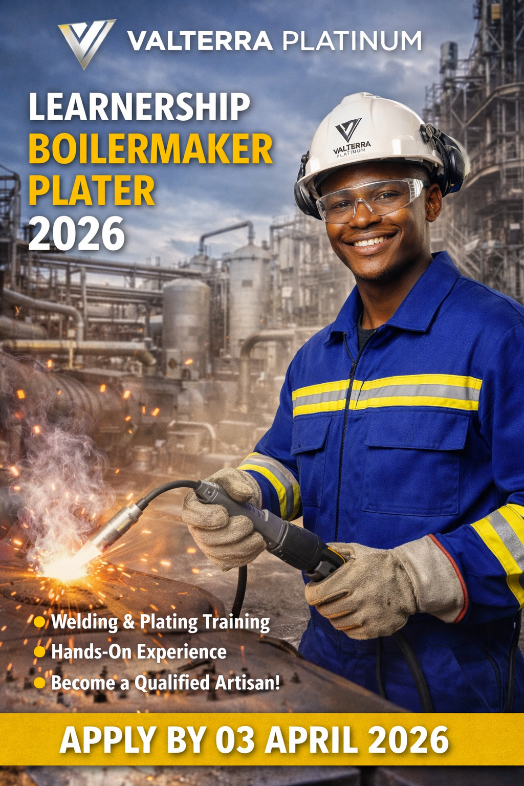 Valterra Platinum Learnership Boilermaker Plater 2026 welding and plating training opportunity